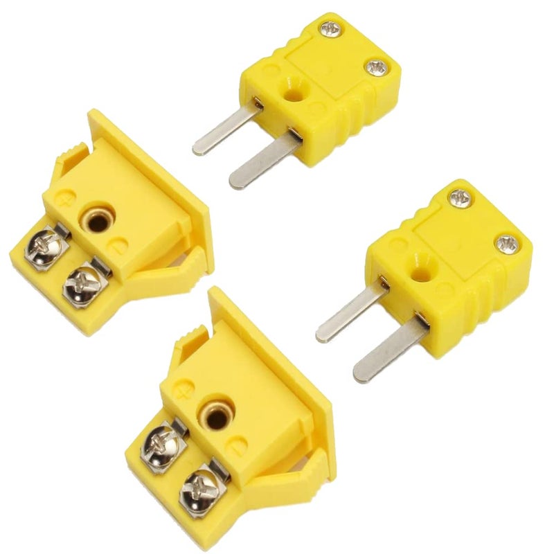CESARIAS K-Type Panel Mount Thermocouple Mini Plug Connector, Male and Female, Yellow, Set of 2 - Image 1